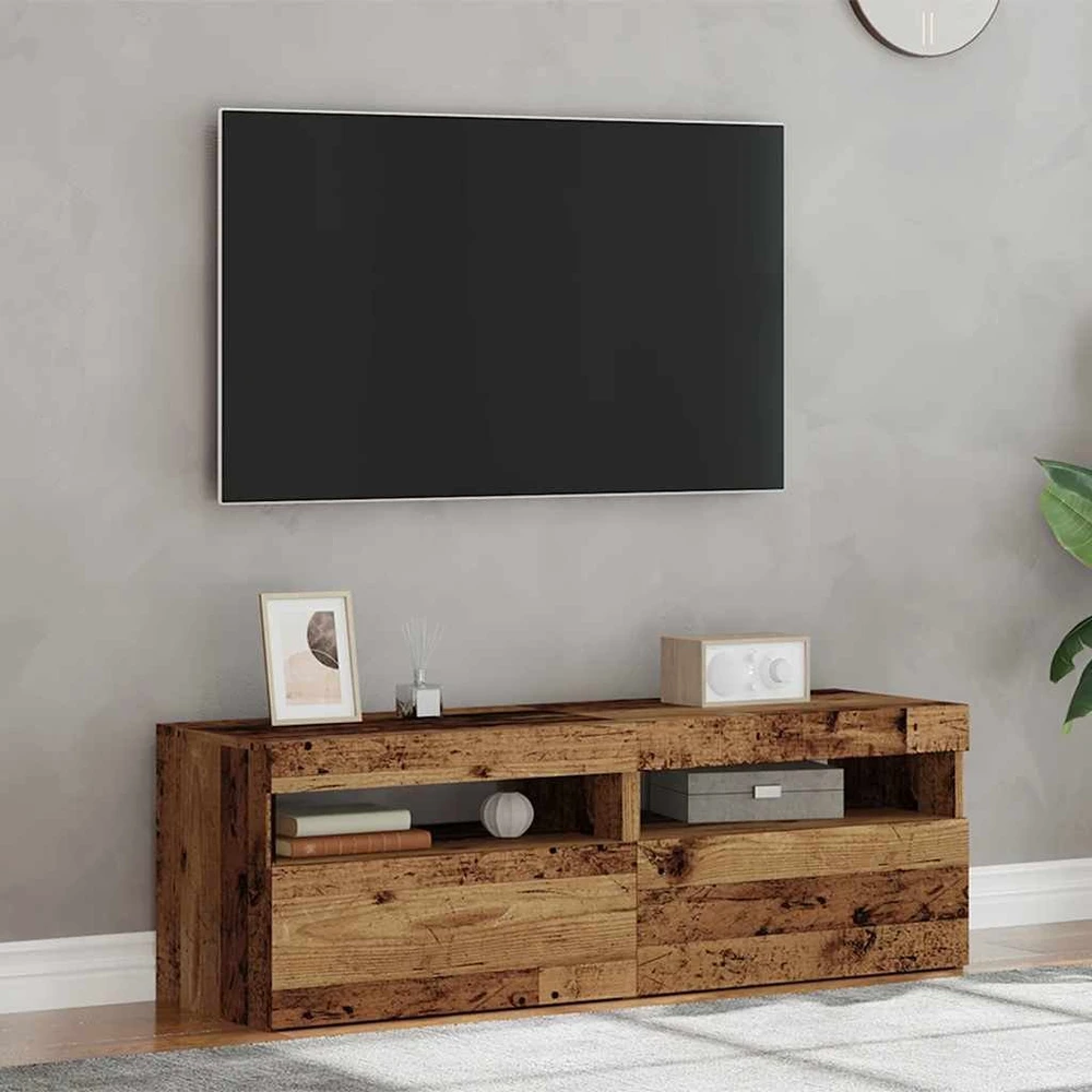 TV staliukas Televizoriaus spintelės su LED, 2vnt., medienos, mediena