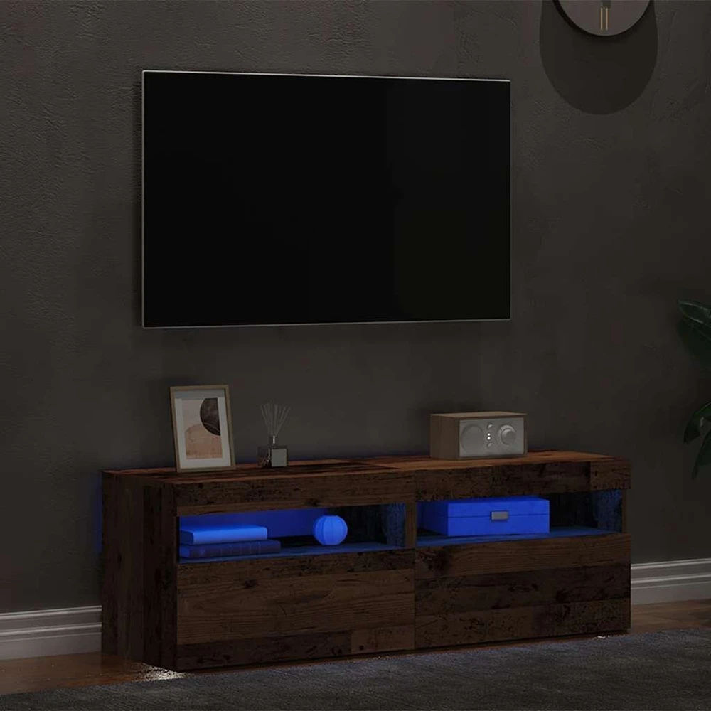 TV staliukas Televizoriaus spintelės su LED, 2vnt., medienos, mediena