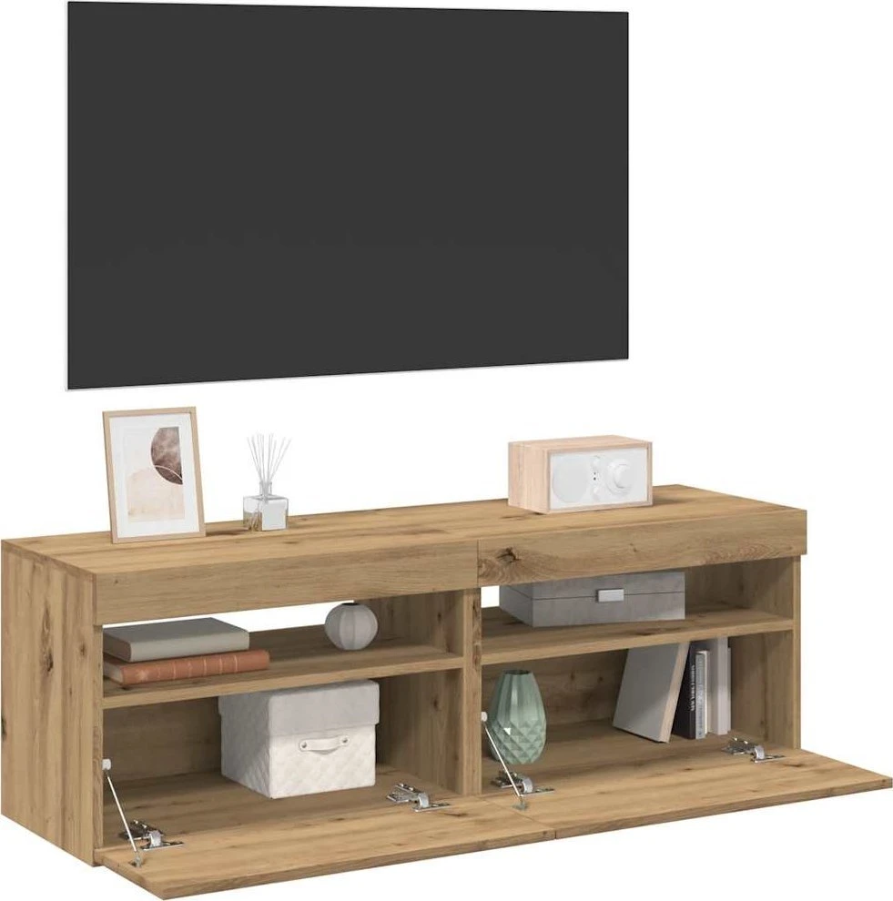 TV staliukas Televizoriaus spintelės su LED, 2vnt., artisano, mediena