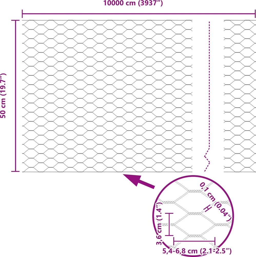 Hexagonal Fence with Post 100 x 0,5 m PVC dengtas plienas Pilka