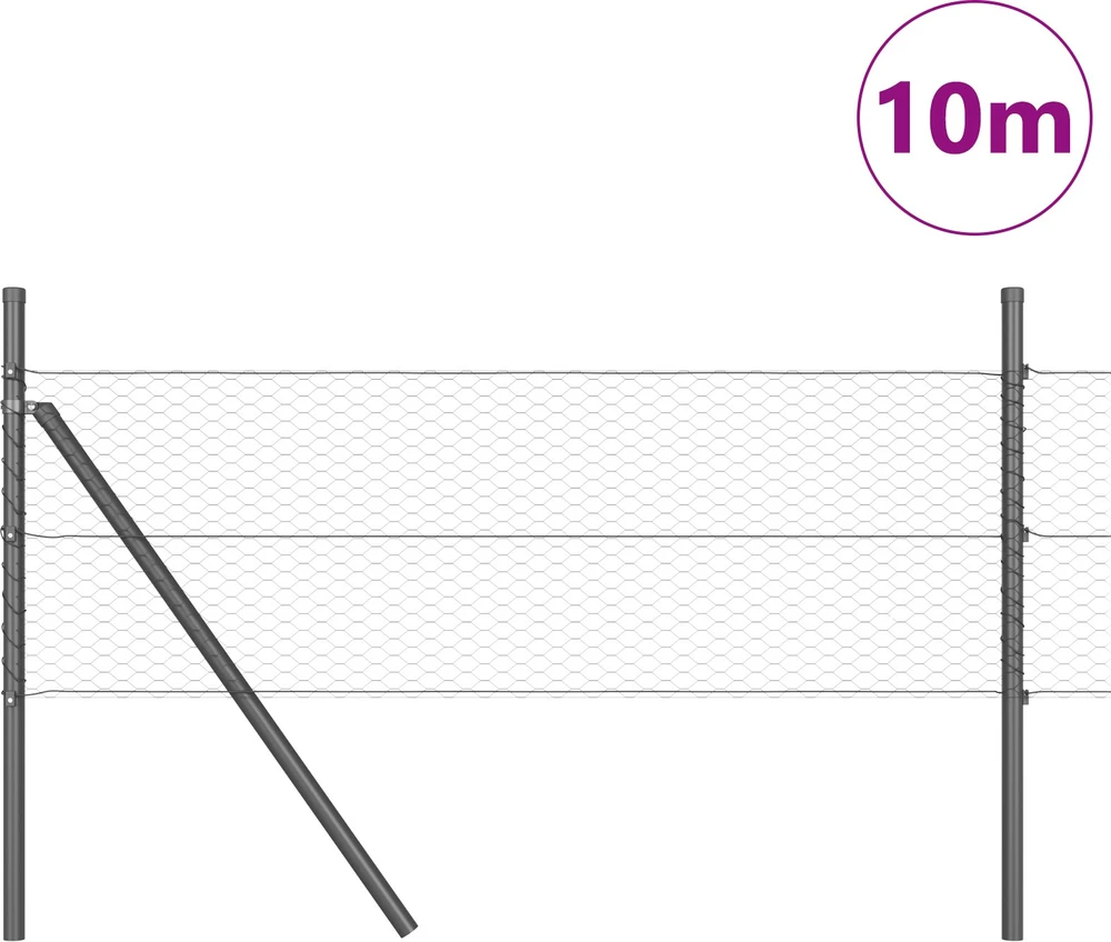 Heksagonalinė tvoros tvirtinimo sistema 10 x 0,8 m Pilka