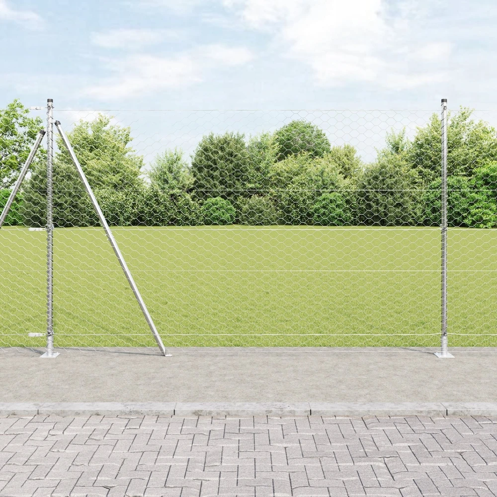 Šešiakampė tvora su betono pagrindu 50 x 1,5 m Sidabrinė