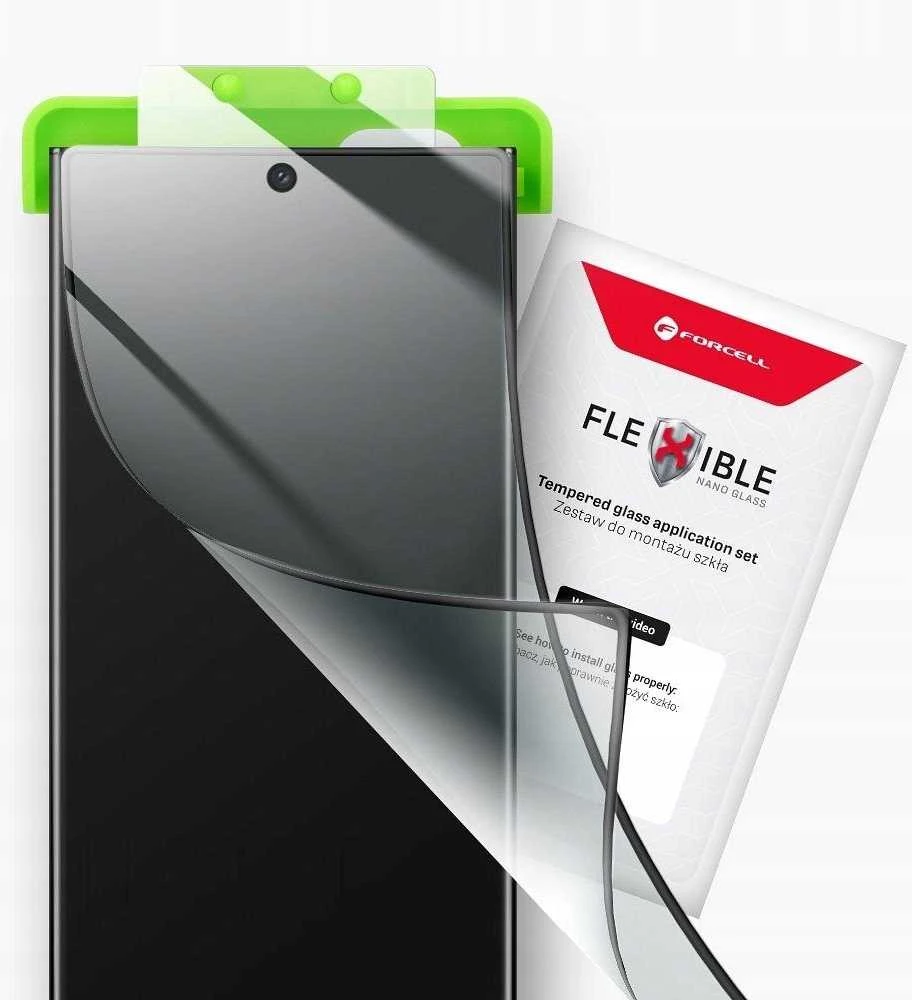 Hibridinis stiklas iPhone 16 PLUS Forcell Flexible 5D juodas