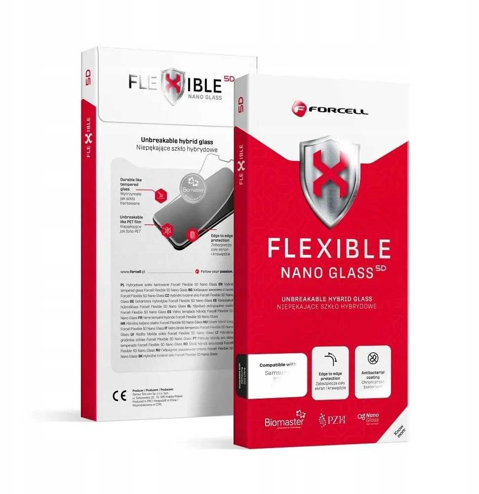 Hibridinis stiklas iPhone 16 PLUS Forcell Flexible 5D juodas