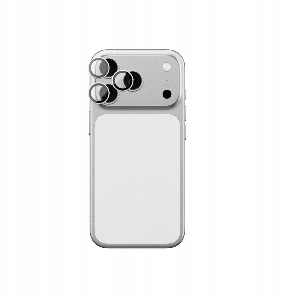 AmazingThing Sapphire Camera Glass skirtas Apple iPhone 17 Pro / Pro Max – su Sidabrinis Frame