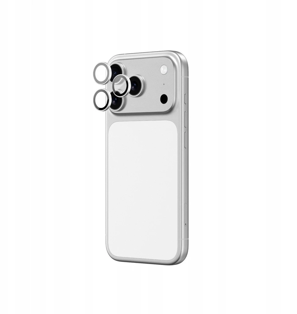 AmazingThing Sapphire Camera Glass skirtas Apple iPhone 17 Pro / Pro Max – su Sidabrinis Frame