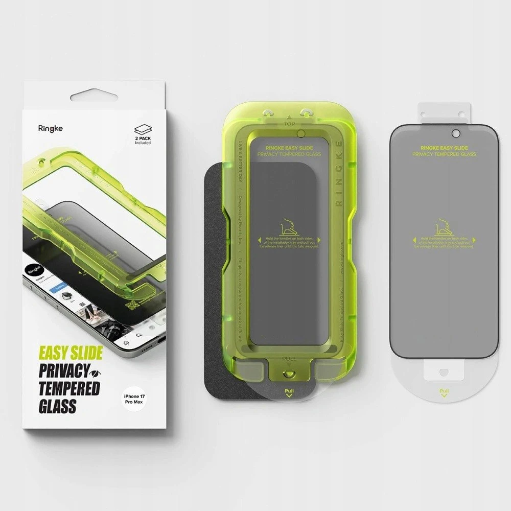 Ringke Easy Slide 2-pack Privacy Glass skirtas Apple iPhone 17 Pro – juodos spalvos