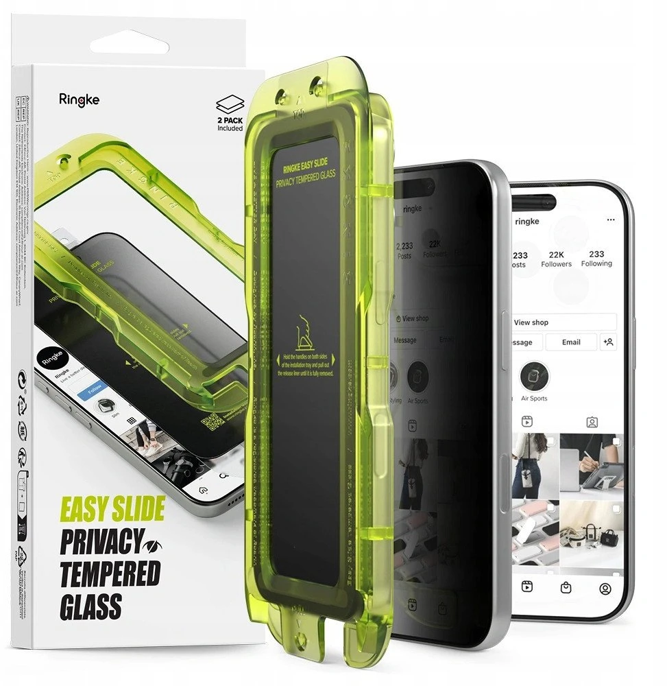 „Ringke Easy Slide“ dviejų apsauginių stiklų pakuotė „Apple iPhone 17 Pro Max“