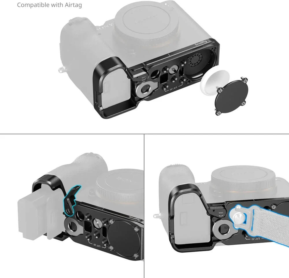 Szybkozłączka SmallRig Baseplate with Airtag Slot for Sony A7C II / A7CR Juodas (5481)