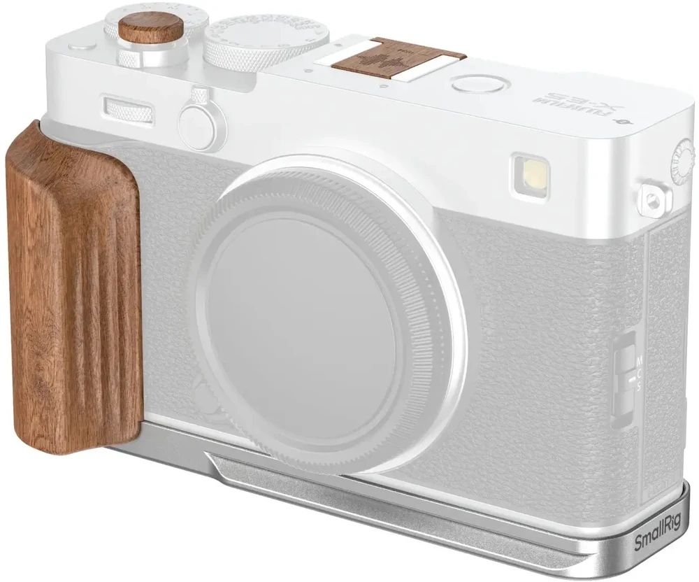 Szybkozłączka SmallRig L-Shaped Mount Plate with Wooden Handle for FUJIFILM X-E5 (Rosewood, Sidabrinis) (5984)