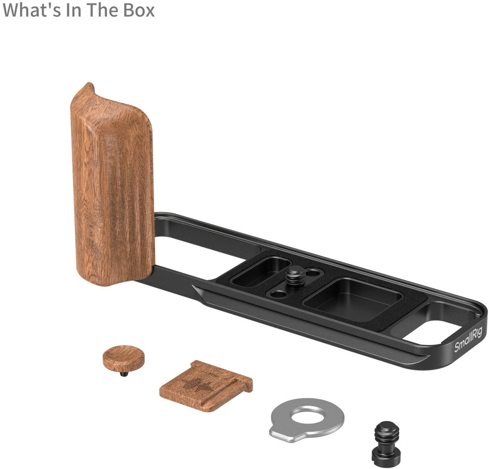 Szybkozłączka SmallRig L-Shaped Mount Plate with Wooden Handle for FUJIFILM X-E5 (Rosewood, Juodas) (5985)
