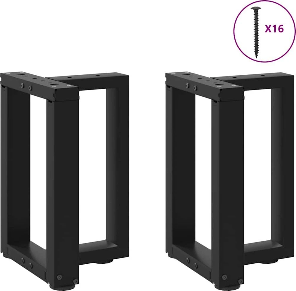 Kavos staliuko kojelės, T formos, 2 vnt., juodos, 28x25x(42-43) cm, plienas