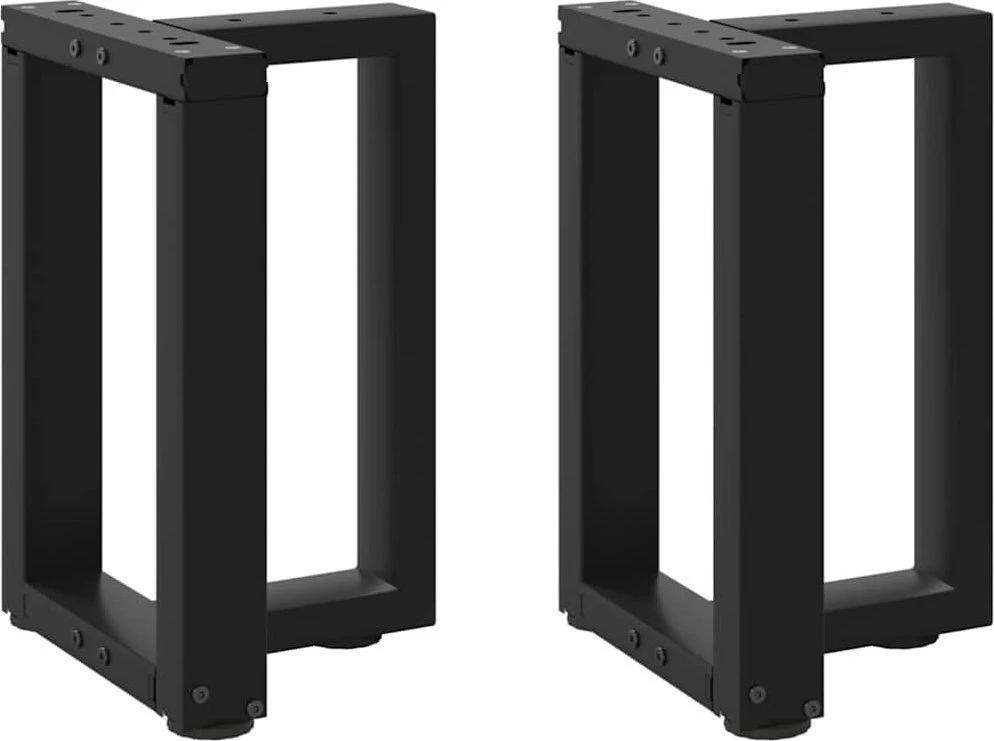Kavos staliuko kojelės, T formos, 2 vnt., juodos, 28x25x(42-43) cm, plienas