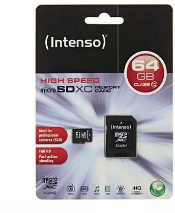 Atminties kortelė Karta Intenso Micro SDXC 64 GB Class 10 (3413490)