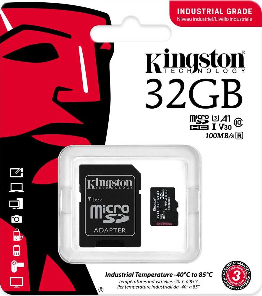 Atminties kortelė Kingston | UHS-I | 32 GB | Micro SDHC/SDXC Industrial Card | Flash atminties klasė Class 10, UHS-I, U3, V30, A1