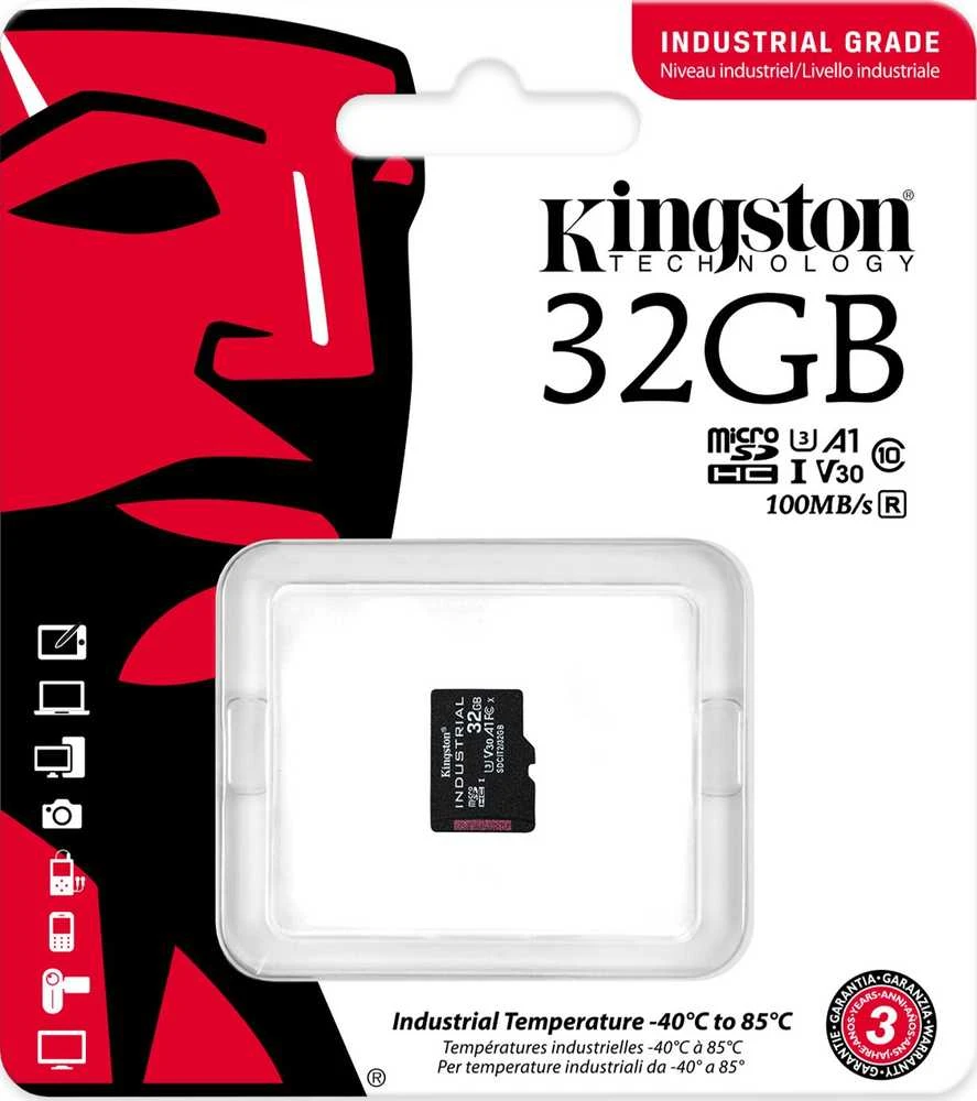 Atminties kortelė „Kingston Technology“ 32 GB „Micro SDHC Industrial C10 A1 pSLC“ kortelė, vienguba pakuotė be adapterio