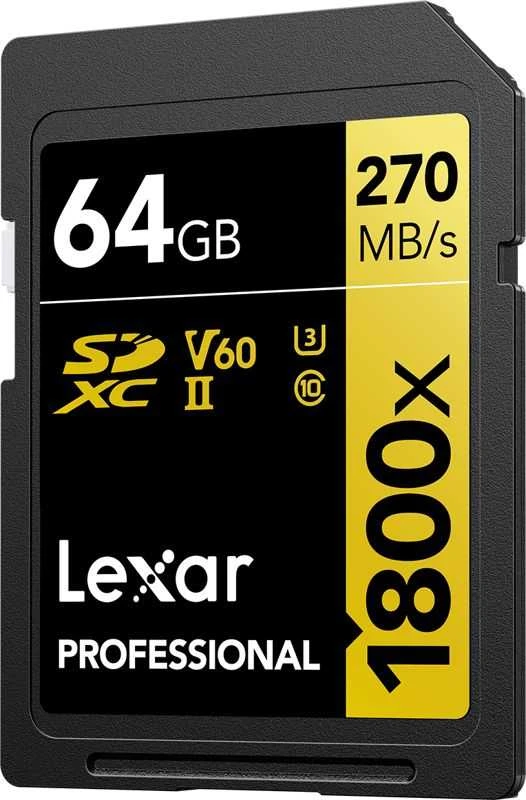 Atminties kortelė Lexar Pro 1800x SDXC R280/W210 64GB U3 (V60) UHS-II