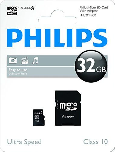 Atminties kortelė „Philips Micro SDHC“ kortelė 32 GB, 10 klasės UHS-I U3, įsk. Adapteriai