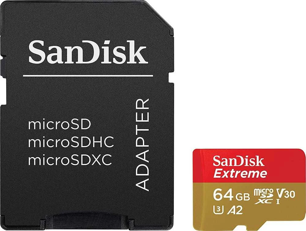Atminties kortelė SanDisk microSDXC Extreme 64GB 170/80 MB/s A2 C10 V30 UHS-I U3