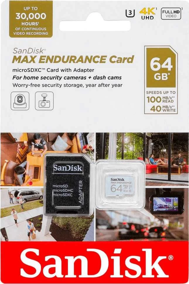 SanDisk 64GB microSD kortelė su adapteriu pakuotėje