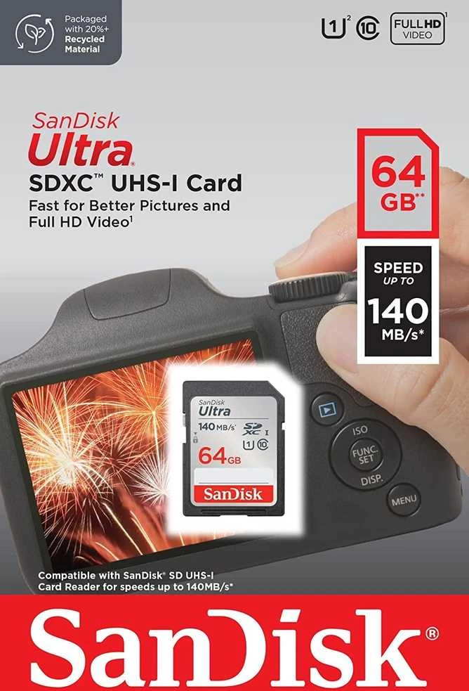 Atminties kortelė SANDISK MEMORY CARD SDXC 64GB UHS-I/SDSDUNB-064G-GN6IN