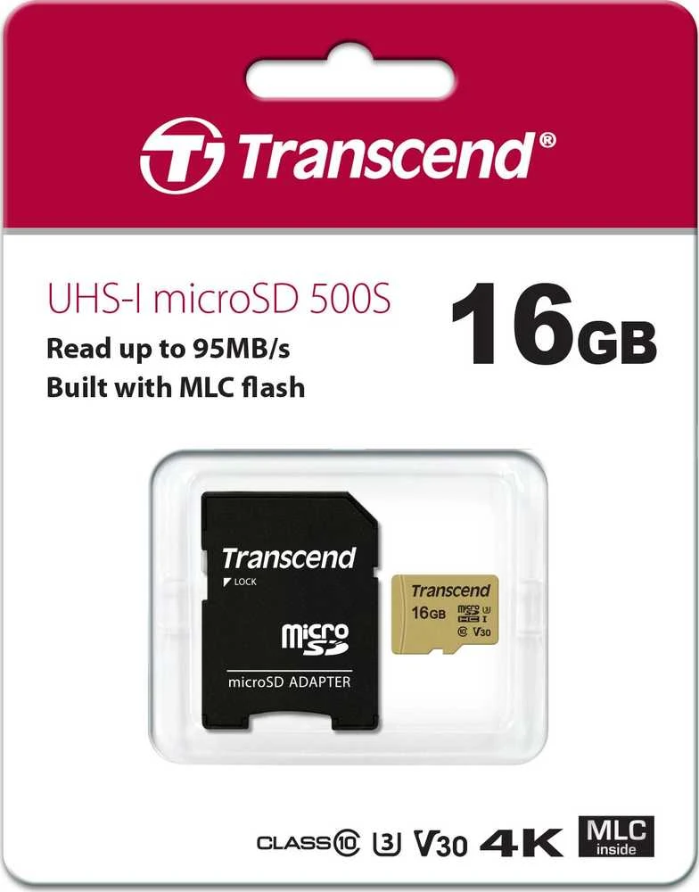Atminties kortelė TRANSCEND 16GB UHS-I U1 Micro SD su adapteriu SD