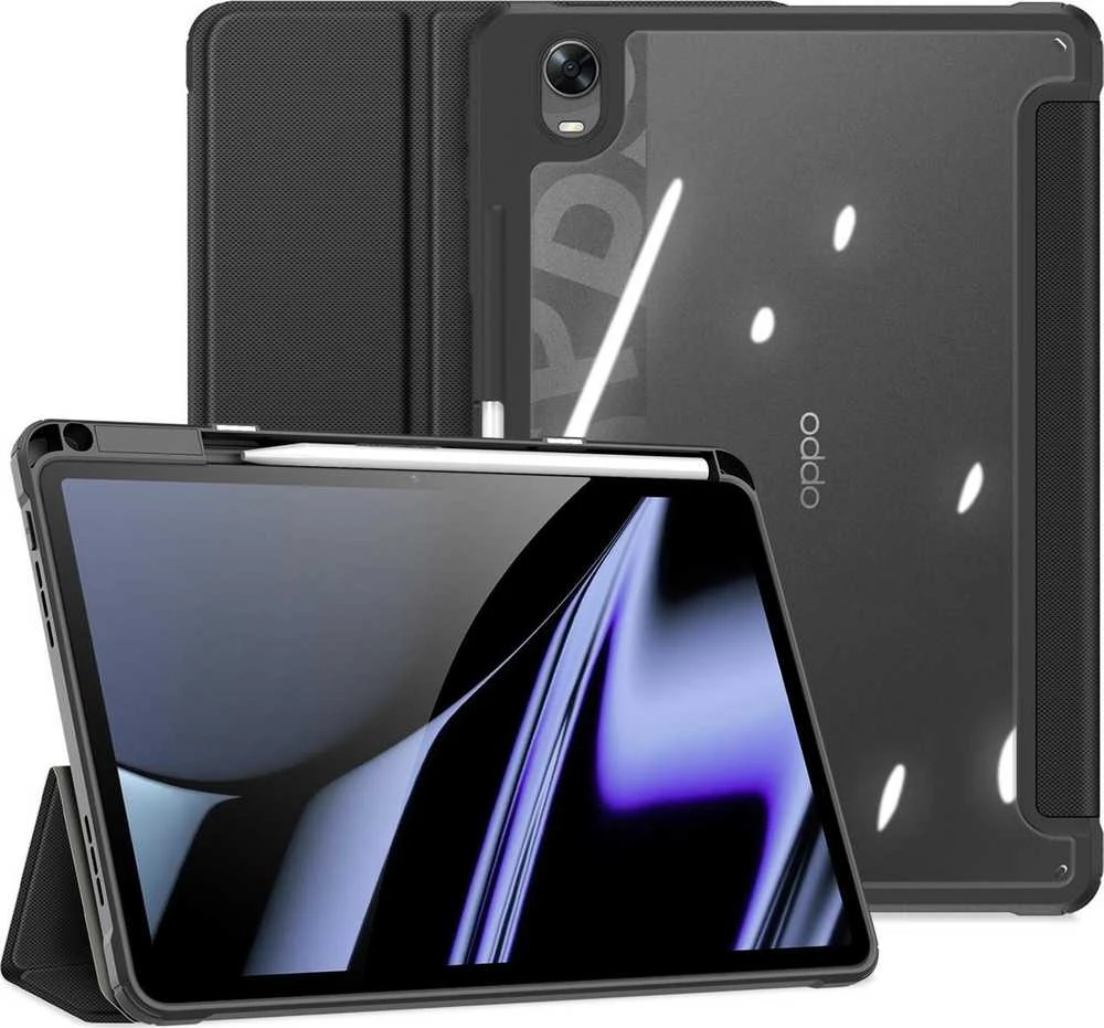 Dux Ducis Toby Armored Flip Smart Oppo Pad with Stylus Holder dėklas planšetiniam kompiuteriui juodos spalvos