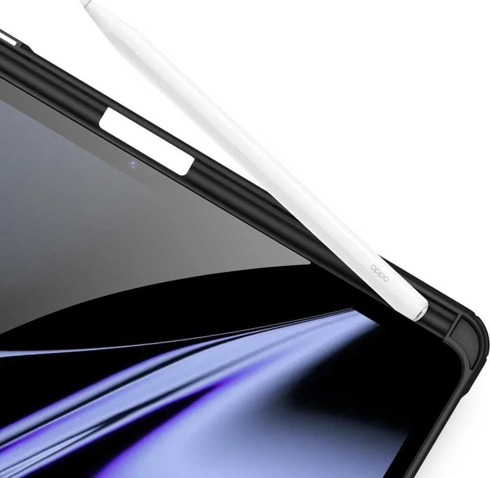 Dux Ducis Toby Armored Flip Smart Oppo Pad with Stylus Holder dėklas planšetiniam kompiuteriui juodos spalvos