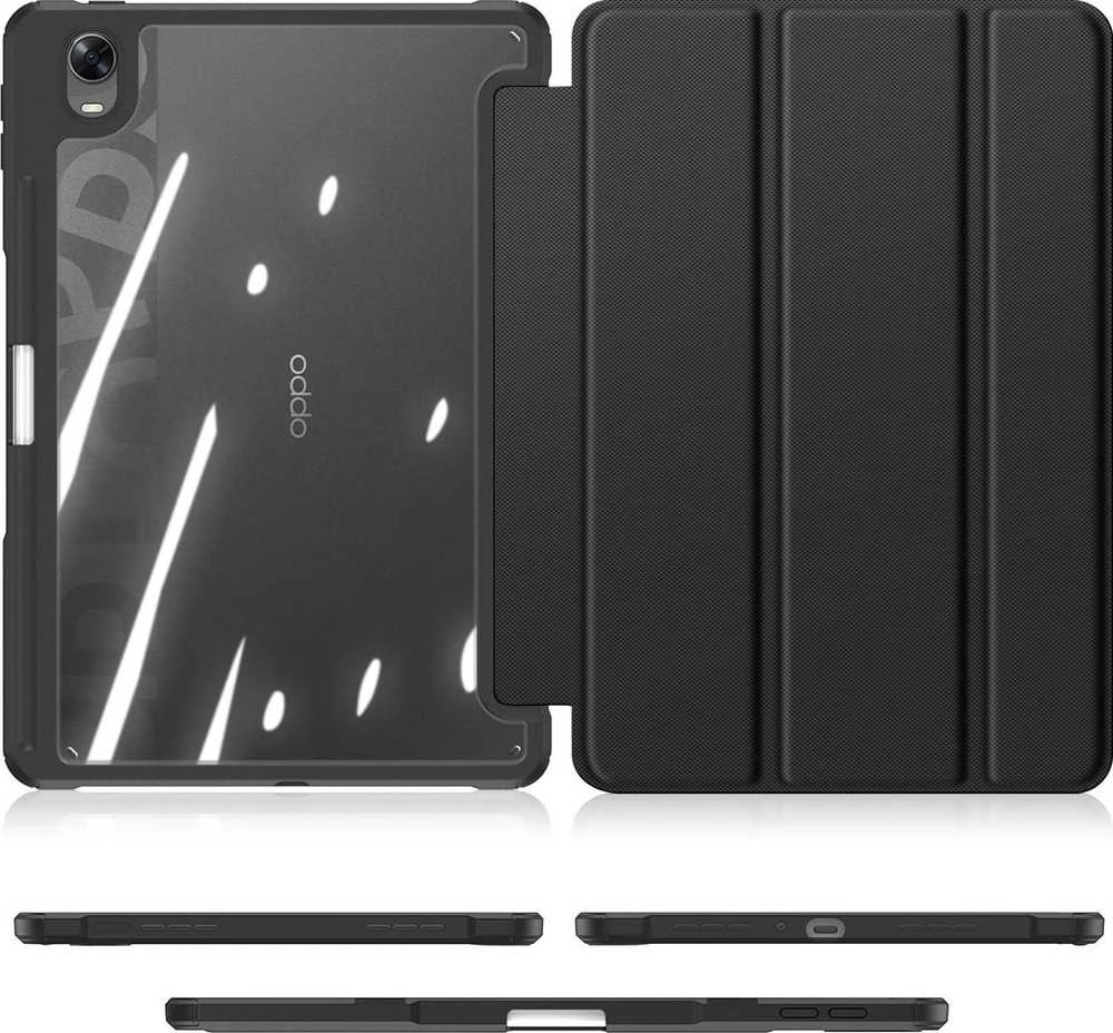 Dux Ducis Toby Armored Flip Smart Oppo Pad with Stylus Holder dėklas planšetiniam kompiuteriui juodos spalvos