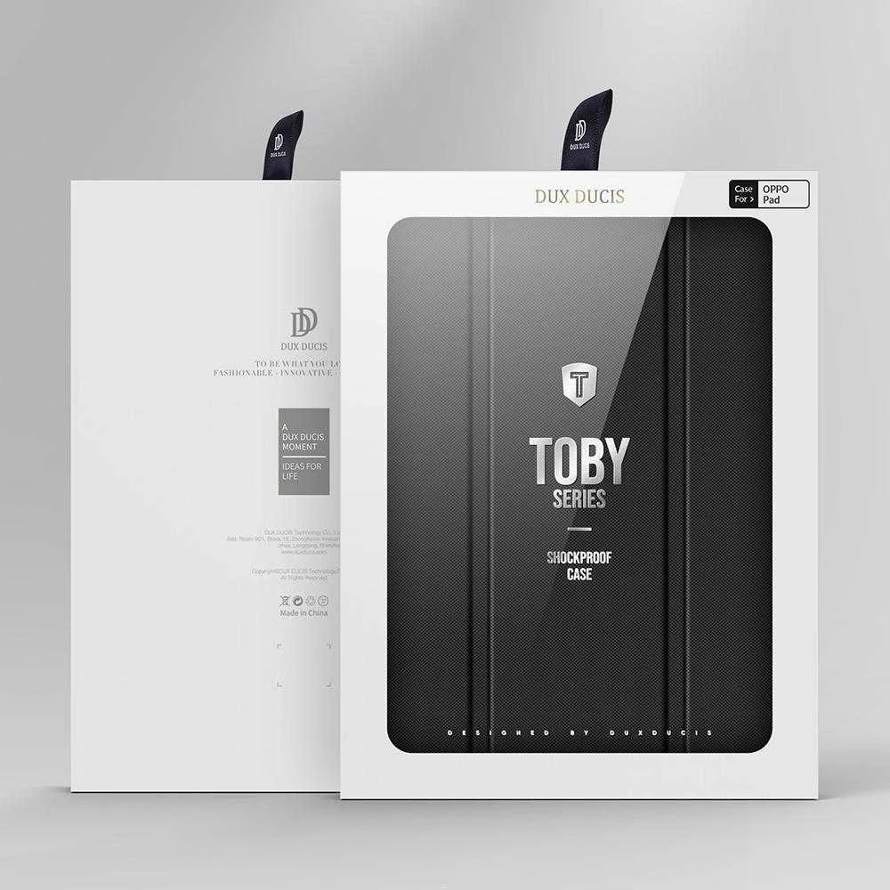 Dux Ducis Toby Armored Flip Smart Oppo Pad with Stylus Holder dėklas planšetiniam kompiuteriui juodos spalvos