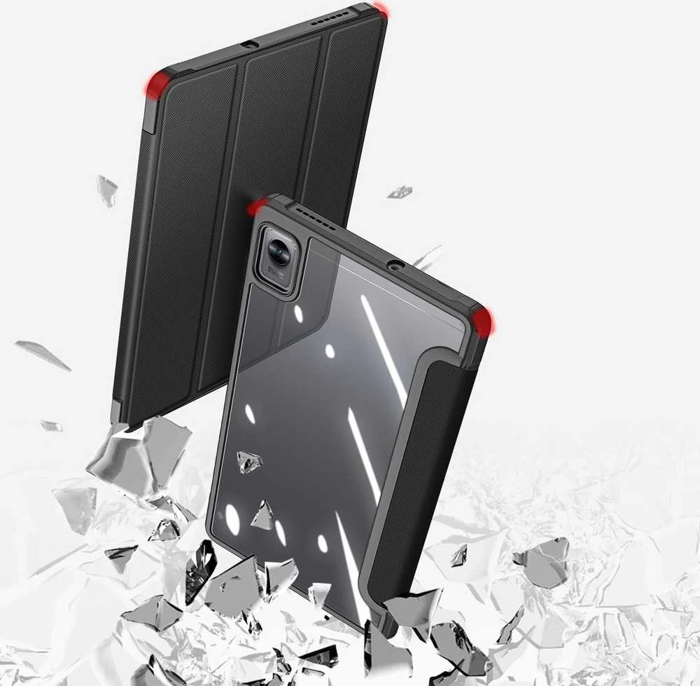 Dux Ducis Toby Armored Flip Smart dėklas planšetiniam kompiuteriui Realme Pad Mini juodos spalvos
