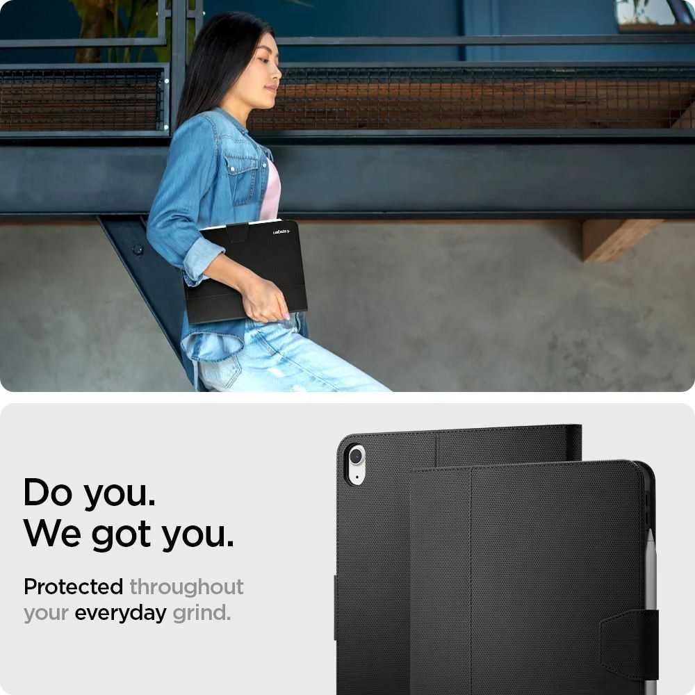Spigen Liquid Air Folio, juodas - iPad Air 10.9" (2022/2020)/11" 2024/2025