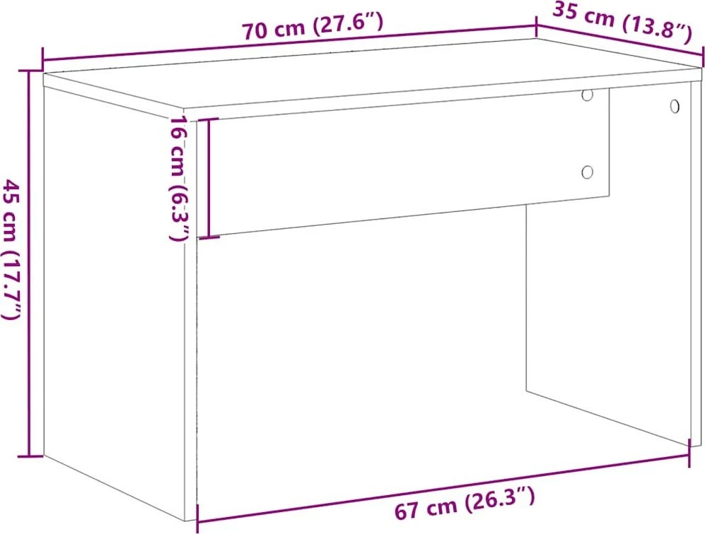 taburetė Old Wood 70x35x45 cm Engineered Wood
