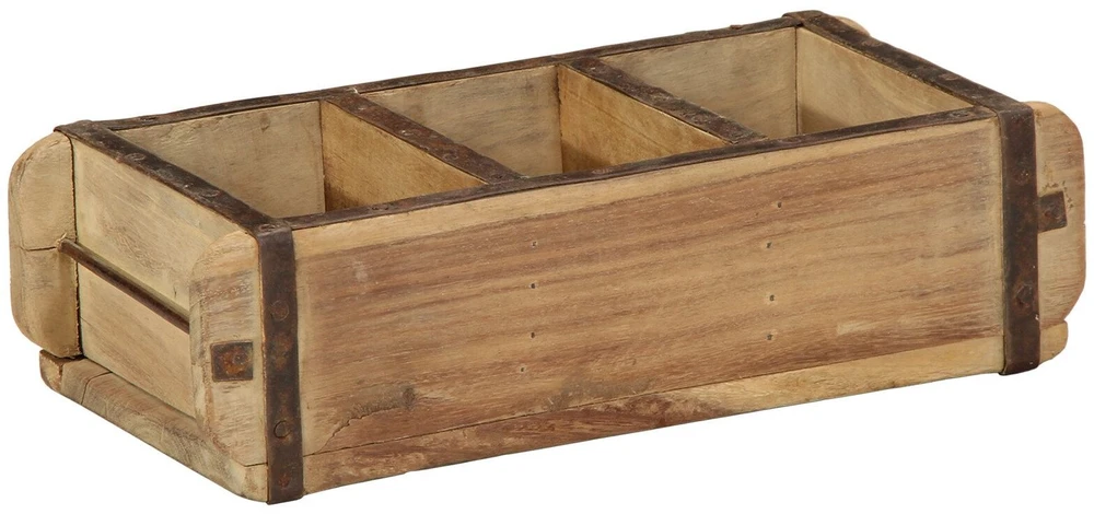 Padėklas 4 vnt. Ruda 30 x 14 x 9 cm Kietas atkurtas medis