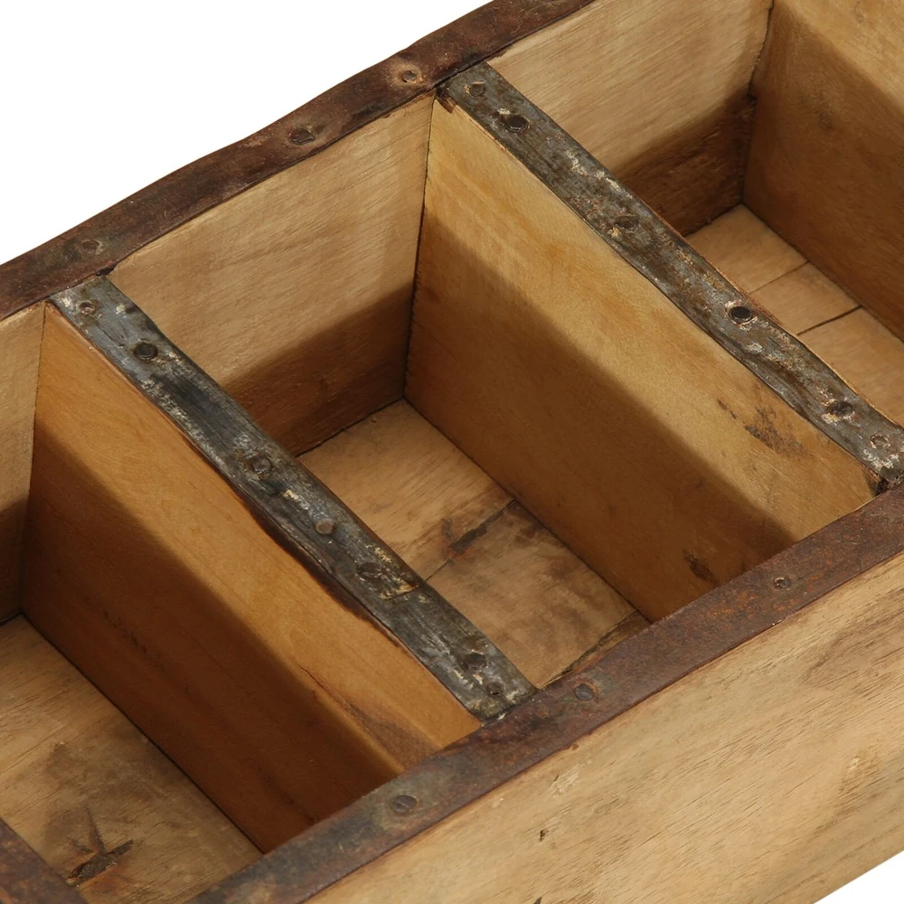 Padėklas 4 vnt. Ruda 30 x 14 x 9 cm Kietas atkurtas medis