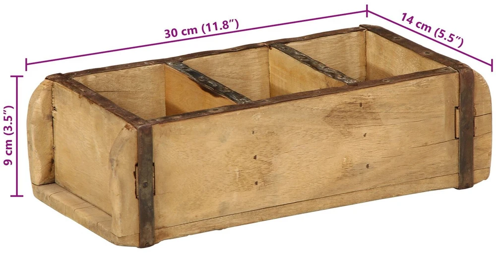 Padėklas 4 vnt. Ruda 30 x 14 x 9 cm Kietas atkurtas medis