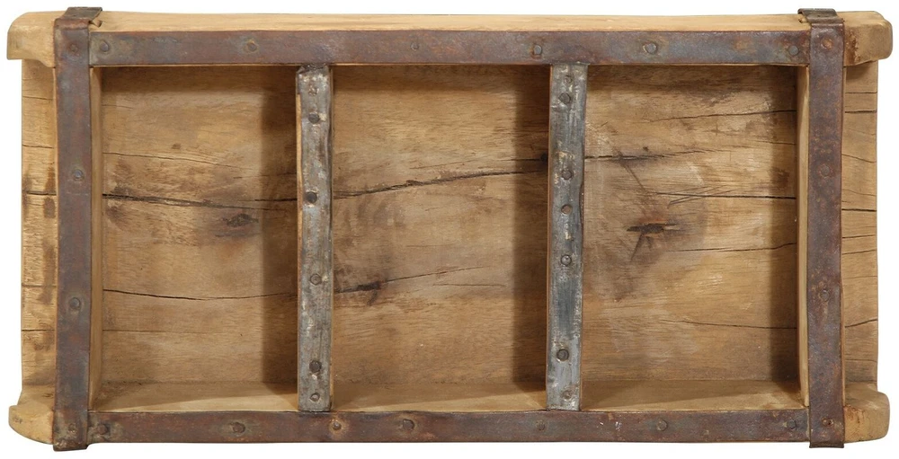 Padėklas 4 vnt. Ruda 30 x 14 x 9 cm Kietas atkurtas medis