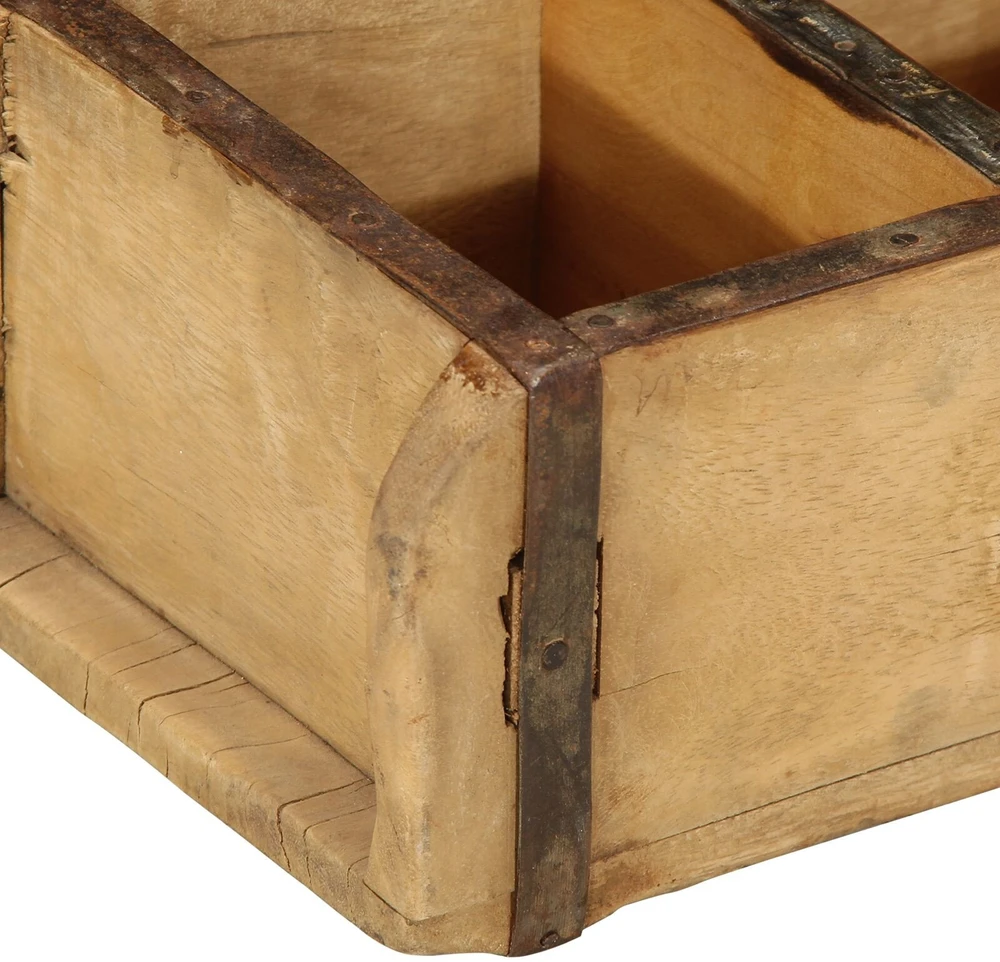 Padėklas 4 vnt. Ruda 30 x 14 x 9 cm Kietas atkurtas medis
