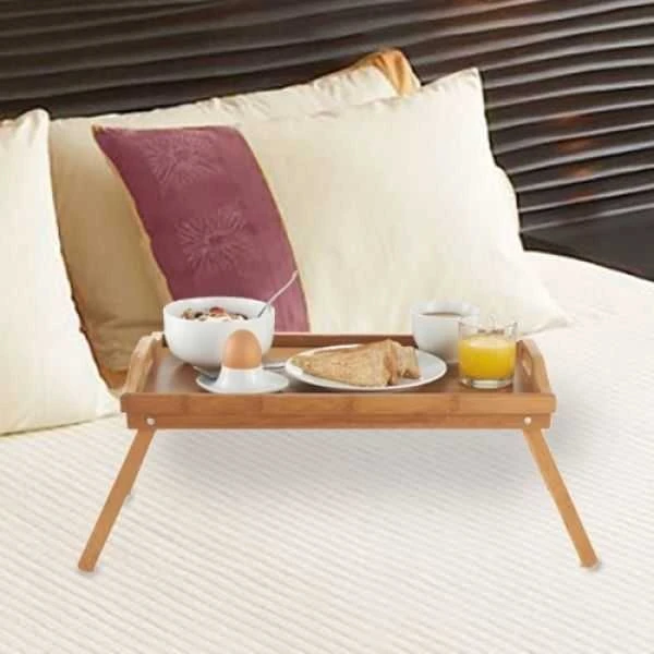 Excellent Houseware Bamboo Pusryčių padėklas, bambuko padėklas su kojelėmis 50x30 cm