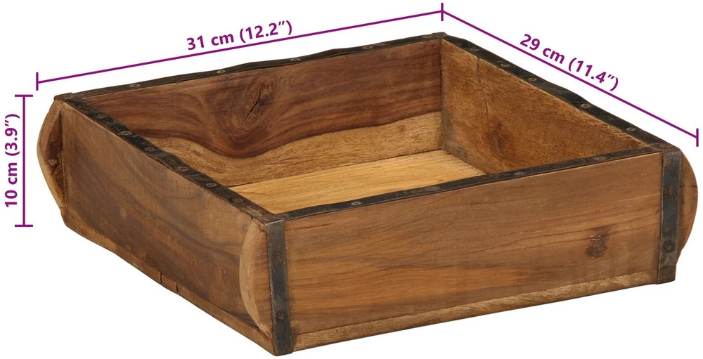Padėklas 4 vnt. Ruda 29 x 31 x 10 cm Kietas atkurtas medis