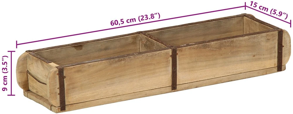 Padėklas 4 vnt. Ruda 57 x 15 x 9 cm Kietas atkurtas medis