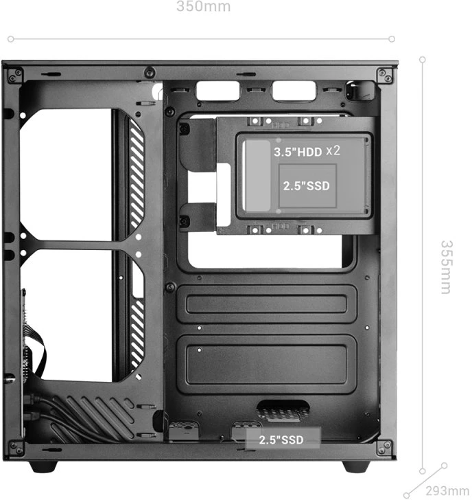 Tacens Mars Gaming MC-INFINIOLITE Midi Tower, juodas