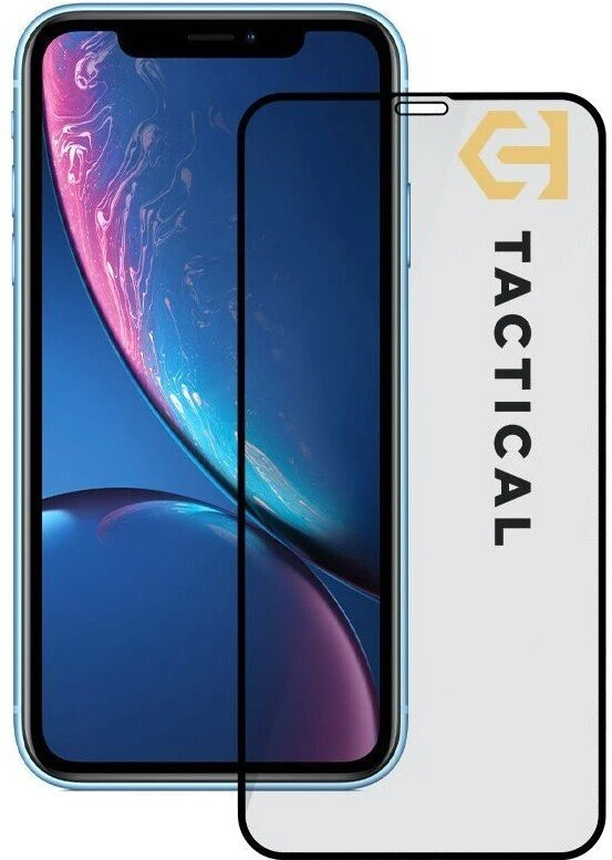 Tactical apsauginis stiklas Shield 5D skirtas Apple iPhone 11/XR su juodos spalvos krašteliu