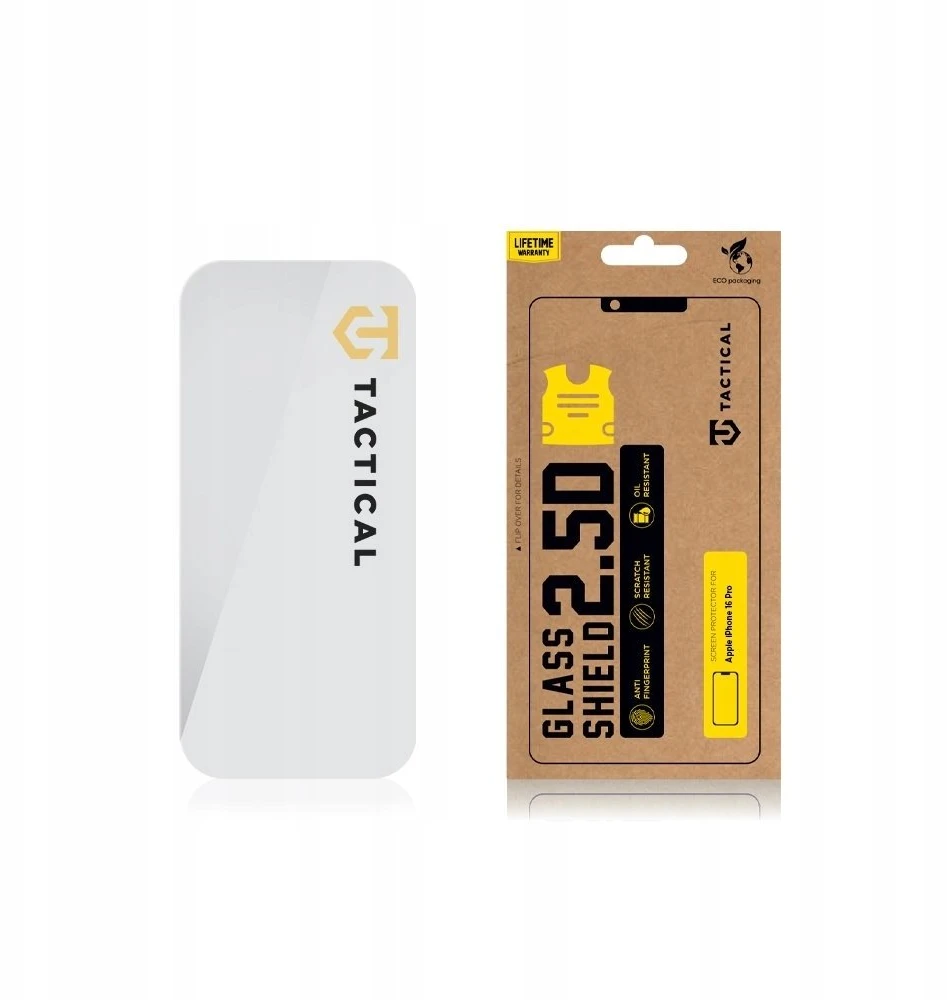 Tactical apsauginis stiklas Shield 2.5D skirtas Apple iPhone 16 Pro skaidrus