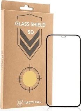 Tactical apsauginis stiklas Shield 5D skirtas Apple iPhone 13/13 Pro/14 su juodos spalvos krašteliu