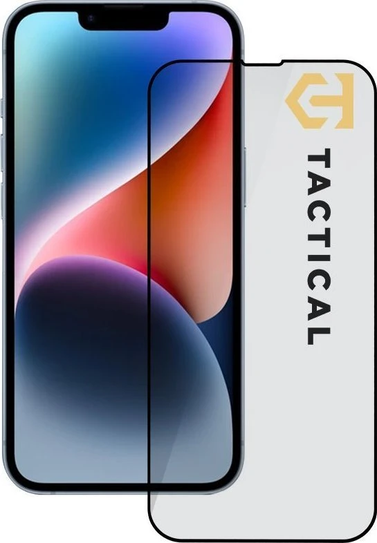 Tactical apsauginis stiklas Shield 5D skirtas Apple iPhone 13/13 Pro/14 su juodos spalvos krašteliu