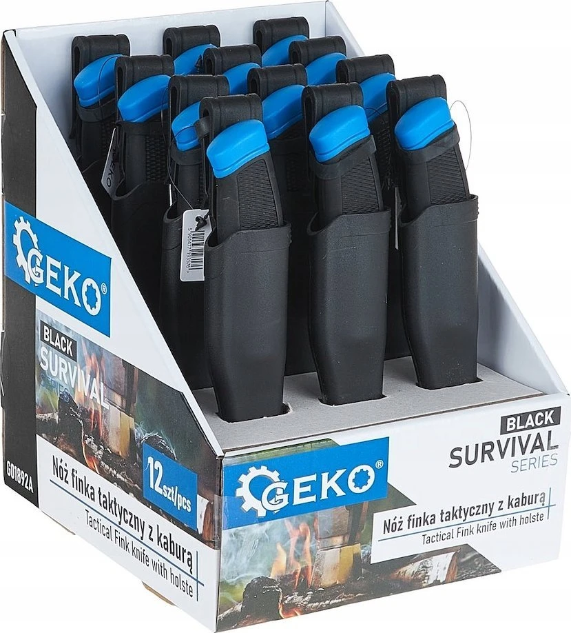 Taktinis Finka peilis 215/105mm su dėklu Juodas SURVIVAL SERIES – demonstracinė dėžutė (12/48)
