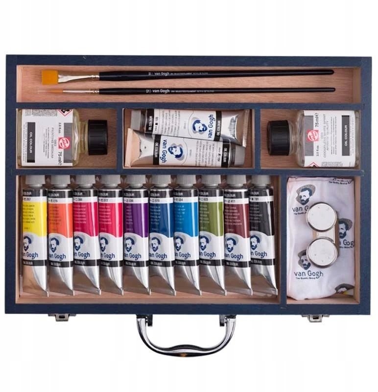 Talens Aliejiniai dažai - Van Gogh - 12 vnt. 40ml medinė dėžutė + priedai