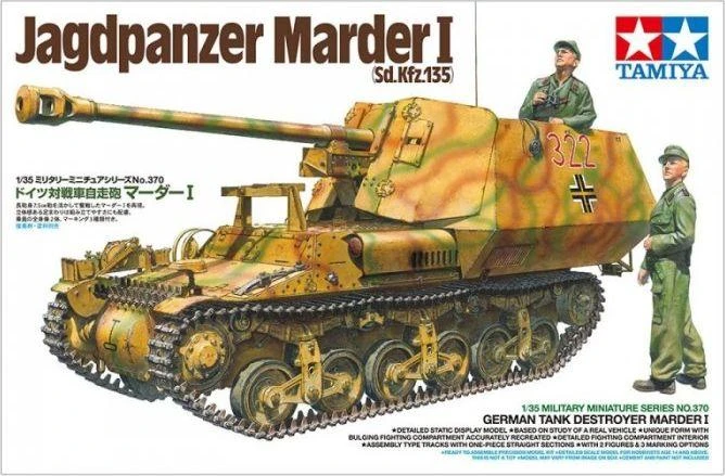Tamiya Marder I Sd.Kfz.135 1/35 vokiečių tankų naikintuvas surinkimo modelis