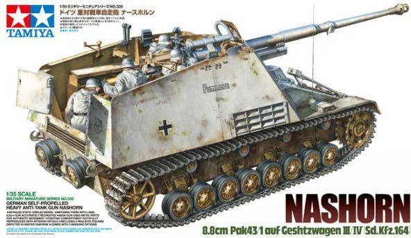 Tamiya Nashorn tankų naikintuvas 8.8 cm Pak43/1, Sd.Kfz.164, 1/35 modelis